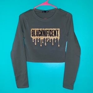 ✨Blacknificent drip long sleeve crop